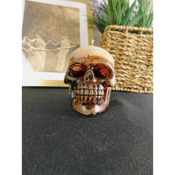 Unscented Skull Candle Home Decor 3" - Goth, Witchy, Creepy, Halloween - Picture 5 of 11